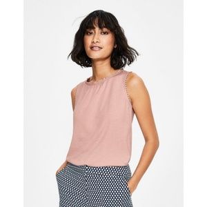 Boden Light Pink Frill Sleeveless Tank Top